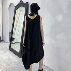 Women Solid Color Sleeveless Irregular Vest Dress