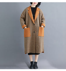 Mid-Length Lapel Single-Breasted Woolen Coat