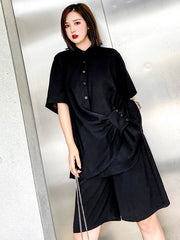 Original Solid T-Shirt&Wide Leg Shorts Suit