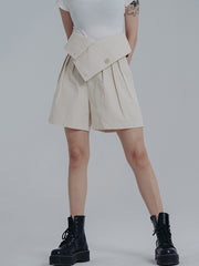 Casual High Waisted Pleated Split-Joint Irregular Shorts
