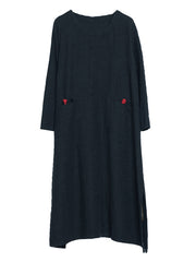 Ramie Cotton Solid Casual Maxi Dress