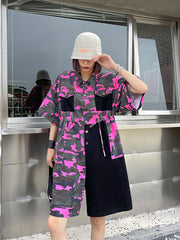 Workwear Camouflage Washed Waist Slim Straight Leg Jumpsuit