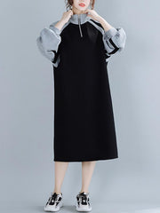 Stitching Thickening Stand Collar Sweatshirt Dress