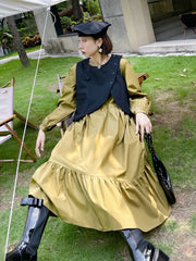 Loose Shirt Dress With Casual Vest