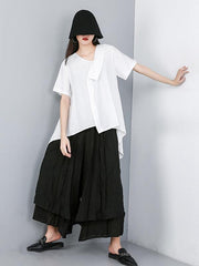 Solid Color Asymmetric High-Low T-Shirt