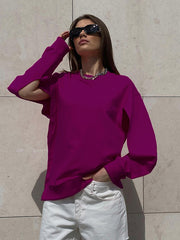 Round Neck Hollow Sexy Slit Casual Sweatshirt