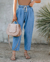 Solid Loose Straight Leg Casual Pants