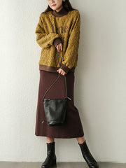 Retro Diamond Pattern Stand Collar Sweatshirt