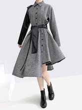 Plaid Woolen Stitching Cropped Midi Dress