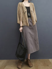 Retro Commuter Solid Color Slim Fit Skirt