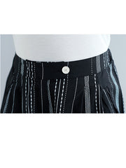 Women Simple Striped Slim Wide Leg Casual Pants