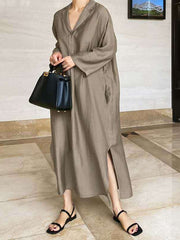 Loose Solid Color Shirt Dress