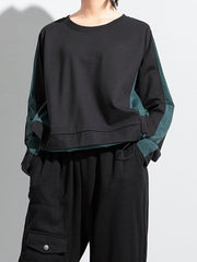 Women Color Block Loose Round Neck Sweatshirt