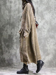 Loose Vintage Split-joint With-pockets Long Dress