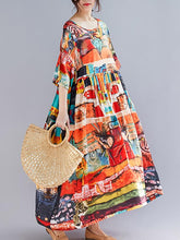 Loose Floral Printed Hemline Maxi Dress