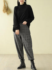 Lace Stand Collar Velvet Long Sleeve T-Shirt