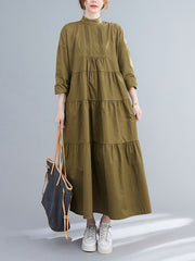 Loose Solid Color Long Sleeve Maxi Dress