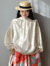 Vintage Loose Solid Color Lantern Sleeve T-Shirt