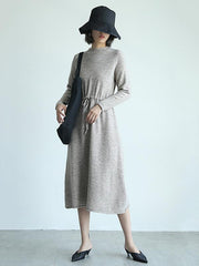 Casual Lace-Up Knitting Soft Dress