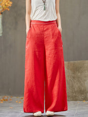 Artistic Retro Solid Wide Leg Pants