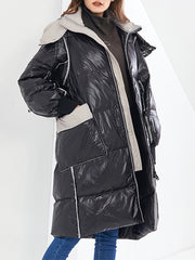 Women Casual Color Contrast Stitching Coat