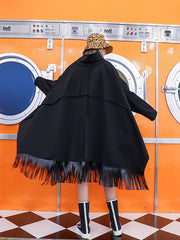 Women High Neck Tassel Loose Dress