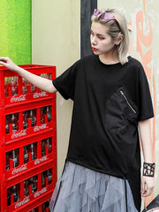 Loose Solid Color High-Low T-Shirt