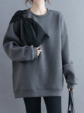 Women Thick Stitching Loose Casual Sweatshirt