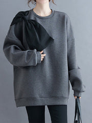 Women Thick Stitching Loose Casual Sweatshirt