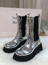 Retro Round Toe Platform Silver Martin Boots