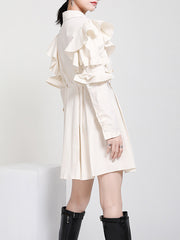 Women Ruffled Long Sleeve Dress