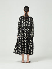 Loose Irregular Floral Printed Long Sleeve Maxi Dress