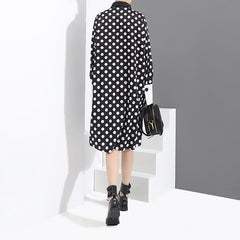 Women Striped Polka Dot Print Casual Shirt Dress