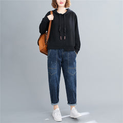 Women Solid Color Irregular Casual Sweatshirt