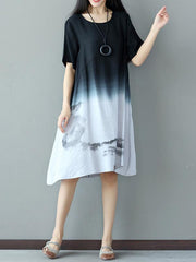 Loose Contrast Color Comfortable Short Dress