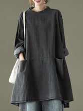 Solid Round Neck Long Sleeves Casual Top