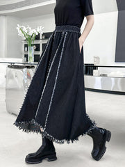 Irregular Clipping Roomy Elasticity Fringed Split-Joint Skirts