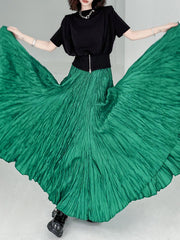 A-Line Irregular Clipping High-Waisted Pleated Pure Color Skirts