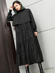 Plus Size Solid Fashion Tiered Midi Dresses