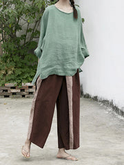 Women Color Matching Loose Irregular Casual Pants