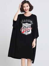 Loose Print T-Shirt Round Neck Dress