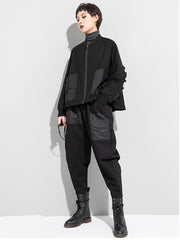 Original Asymmetric Split-Joint Patch Pocket Harem Pants