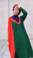 Fashion Matching Color Casual Dress