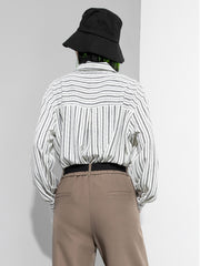 Women Striped Irregular Long Sleeve Shirt