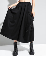 Solid Color Elastic Waist Skirt