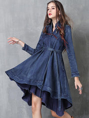 Embroidered Cropped Belted Jean Coat