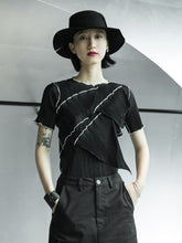 Round Neck Irregular Stitching Slim Short-Sleeved T-Shirt Tops