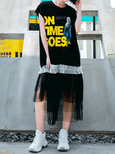 Letter Print Ruffled Sleeveless Casual Dress