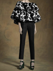 Trendy Tops Loose Tiered Falbala Polka Dot  Blouses&Shirts Tops