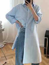Casual Comfortable Simple Cotton Long Shirt Dress